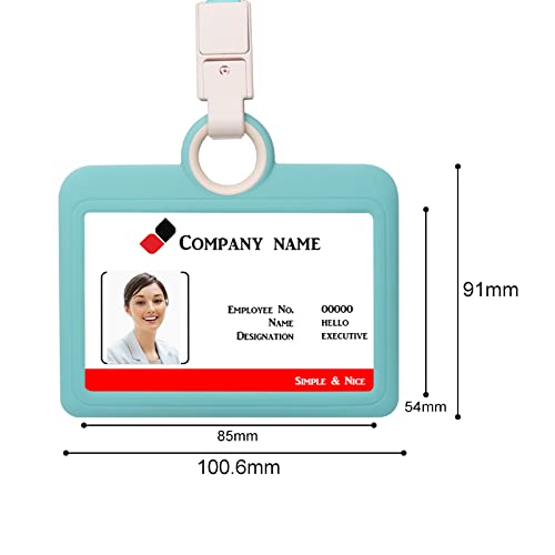 HiCycle2 Badge Holder Silicone Horizontal ID Badge Card Holder with Lanyard Neck Strap Heavy Duty ID Card Business Card Offices Supplies (Light Blue) - Image 4