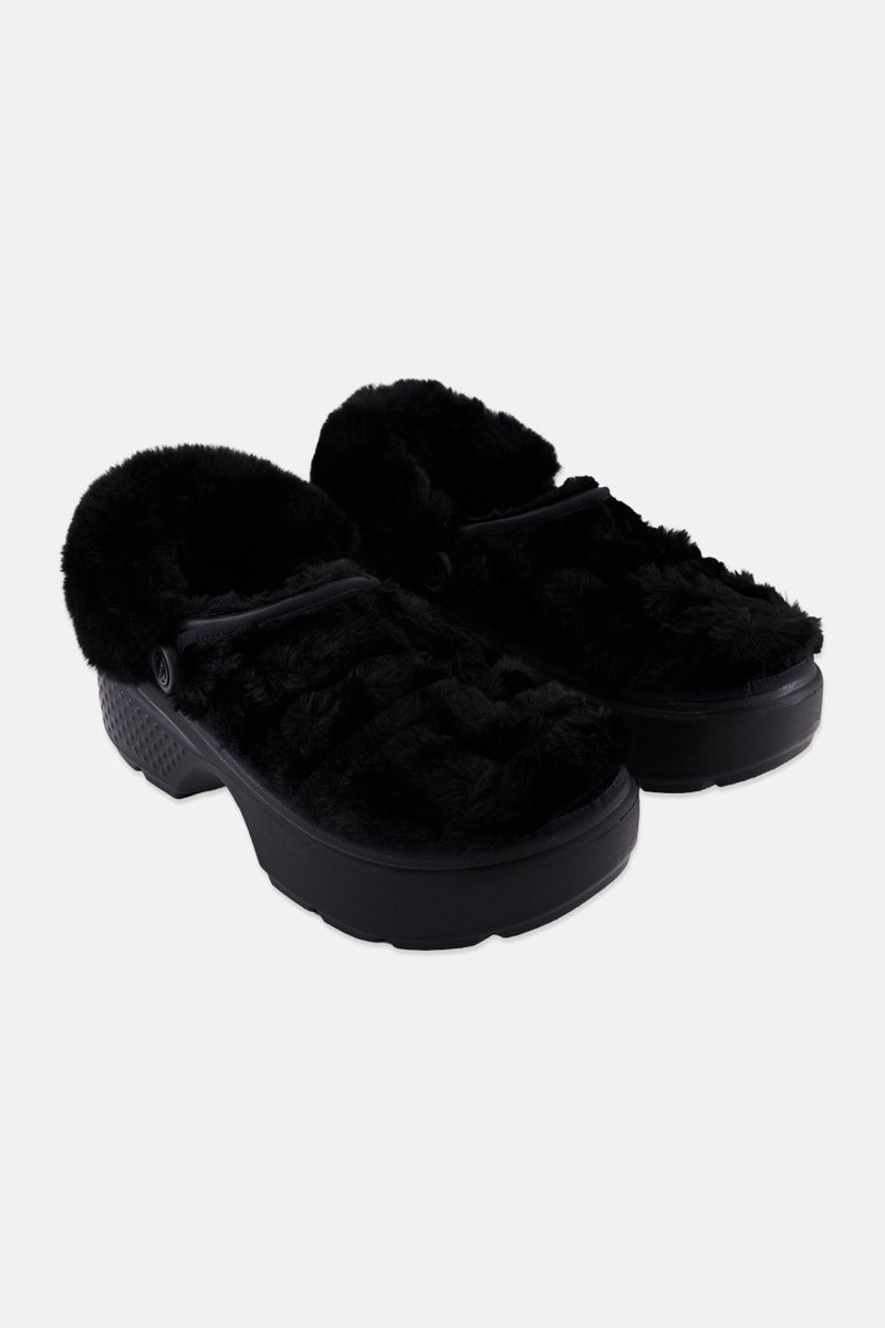 crocs Women Faux Fur Clogs, Black  - Image 1