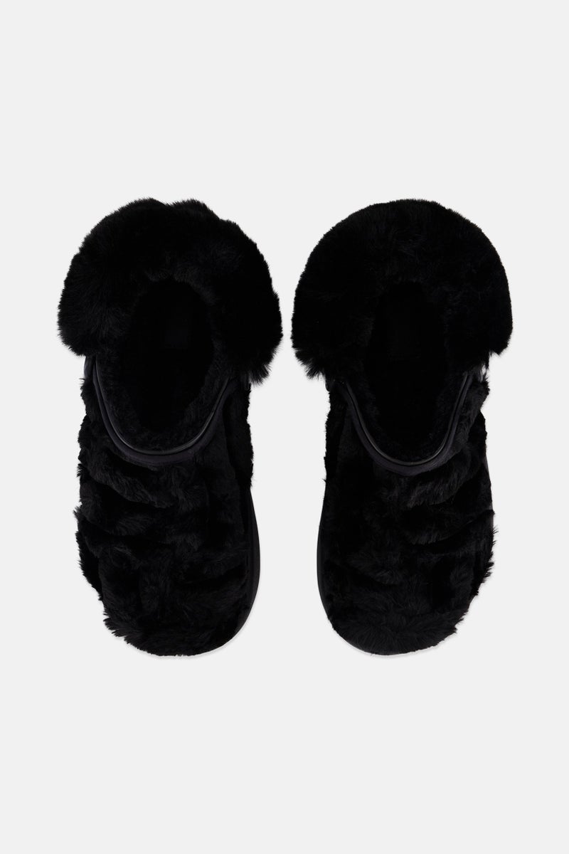 crocs Women Faux Fur Clogs, Black  - Image 3