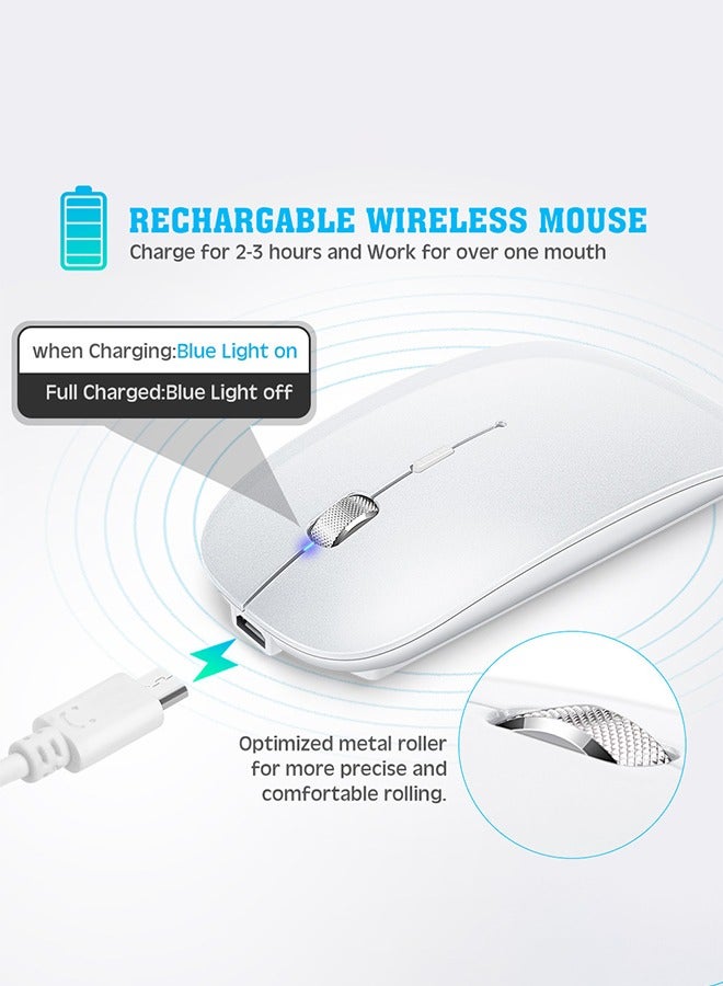 DUNISO Wireless Mouse Rechargeable, Portable Lightweight Ambidextrous Mouse with LED Lights, Compatible with iPad/Laptop/PC/Mac OS/Windows/Chrome OS  - Image 4