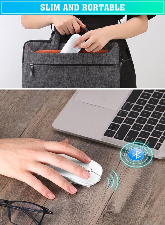 DUNISO Wireless Mouse Rechargeable, Portable Lightweight Ambidextrous Mouse with LED Lights, Compatible with iPad/Laptop/PC/Mac OS/Windows/Chrome OS  - Image 5