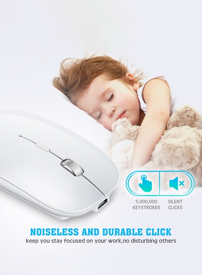 DUNISO Wireless Mouse Rechargeable, Portable Lightweight Ambidextrous Mouse with LED Lights, Compatible with iPad/Laptop/PC/Mac OS/Windows/Chrome OS  - Image 3