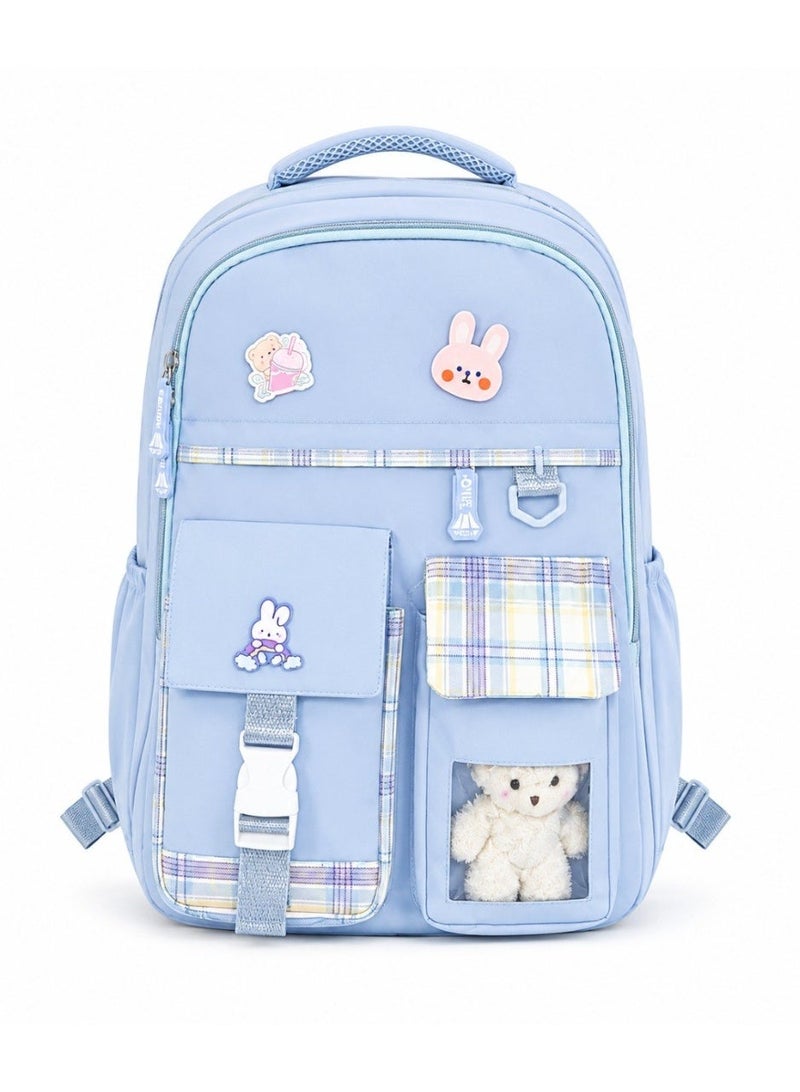 Girls' backpacks, book bag with cute pendant, school bag - Image 1
