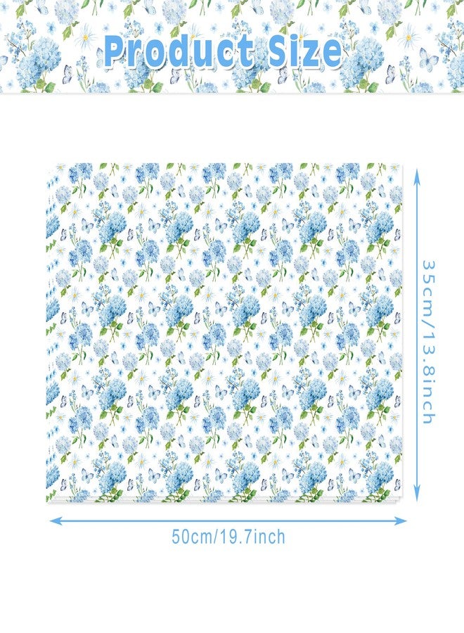MOZUI 50 Sheets Watercolor Hydrangea Tissue Paper - 20 x 14 Inch Blue Floral Butterfly Decorative Tissue, Hand-Painted Style Hydrangea Patterns for Baby Shower Gift Wrapping, Wedding Decorations, Birthday - Image 3