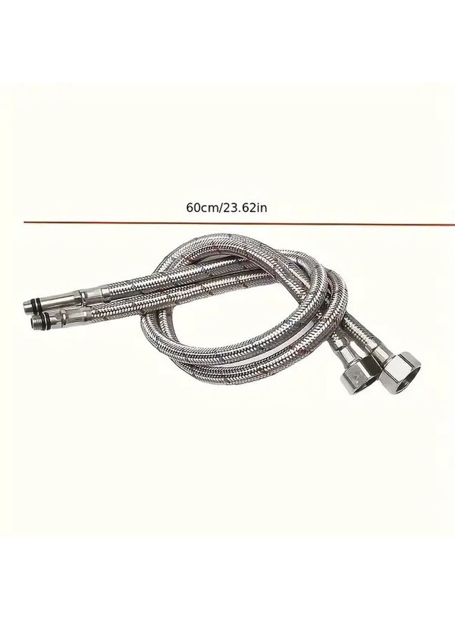2 Pcs 23 62 Inch Faucet Supply Line Braided Nylon Sink Hose Bathroom Kitchen Faucet 3 8 Female Compression x Male Connector - Image 3