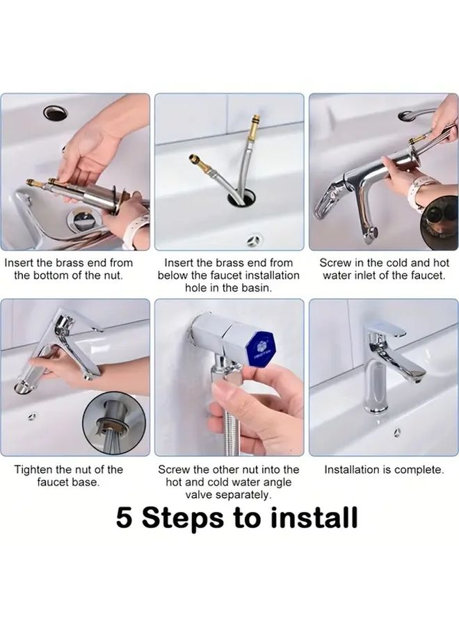 2 Pcs 23 62 Inch Faucet Supply Line Braided Nylon Sink Hose Bathroom Kitchen Faucet 3 8 Female Compression x Male Connector - Image 4
