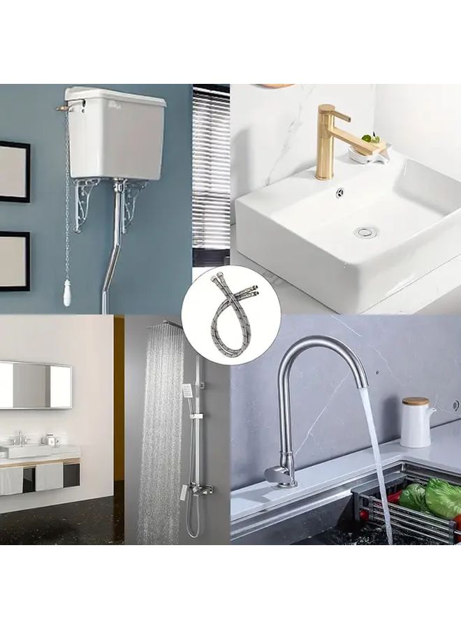 2 Pcs 23 62 Inch Faucet Supply Line Braided Nylon Sink Hose Bathroom Kitchen Faucet 3 8 Female Compression x Male Connector - Image 5
