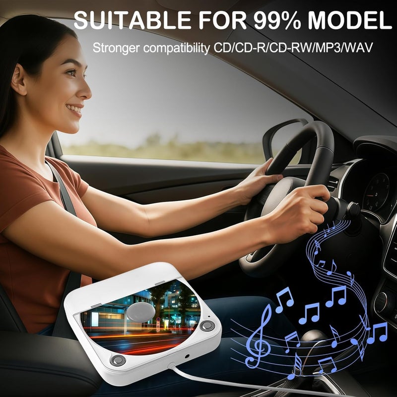 WOOPKER External Portable CD Player for Car, Plug and Play Car CD Player with USB Port AUX Port, Universal USB Player for Vehicle, Laptop, TV, Computer, for Android 4.4 and Above Navigation - Image 2