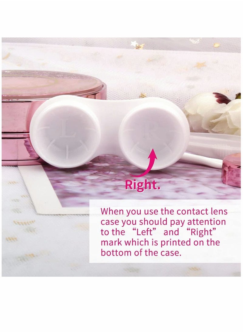 KASTWAVE Pupil Box, Contact Lens Case, Bling Stars Colored Contact Lens Case Holder, Cute Contact Lens Travel Case With Mirror, Tweezers And Remover Tool, Contact Container Storage Kit,b for Girls (Pink)  - Image 2