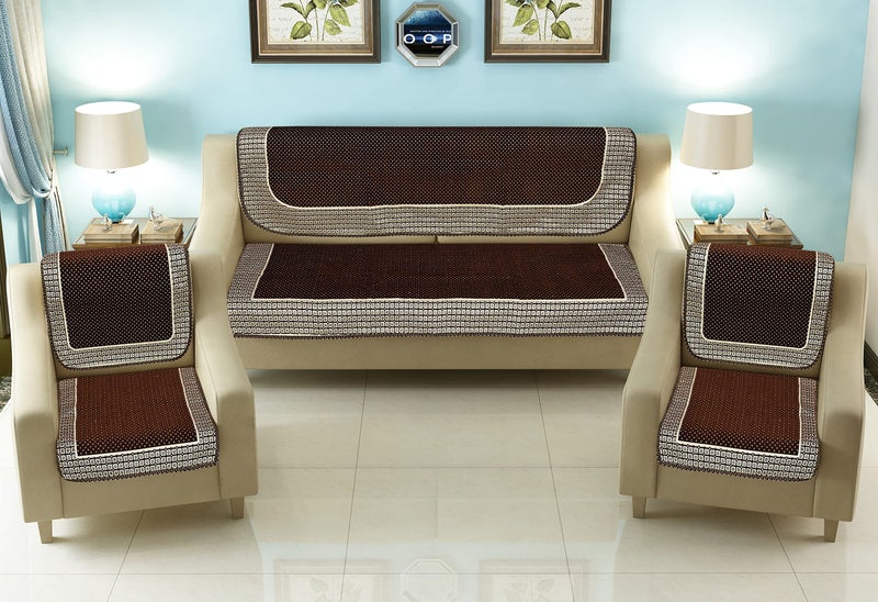 Jayvaam SAWNA Homes Chenille Sofa Cover Set 5 Seater for Living Room - 3 Seater & 2 Seater Sofa Slip Covers for Home - Premium Furniture Protector Panels for Sofa Couch Office, 10 Piece, Coffee1 - Image 3