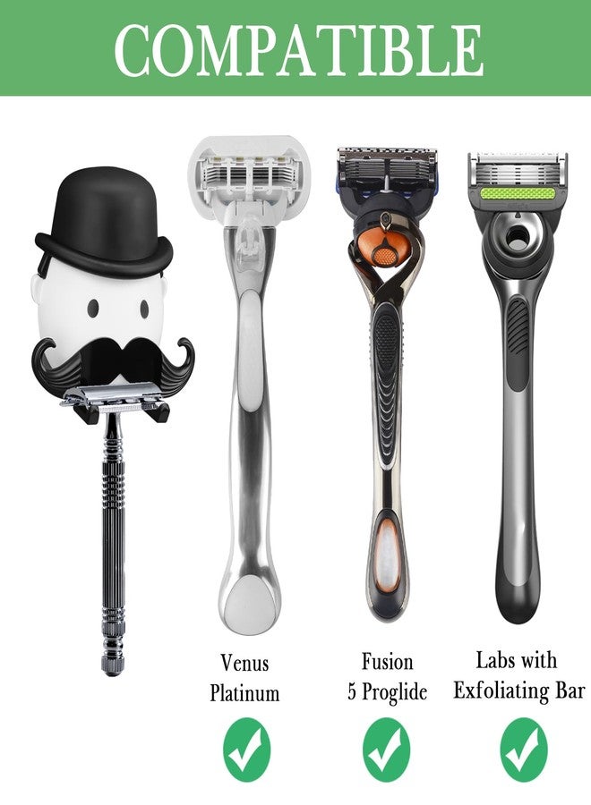 Linkidea Razor Holder Suction Cup, Creative Shower Razor Hooks Hanger for Bathroom, Compatible with Venus Platinum, Fusion 5 Proshield & Proglide, Labs with Exfoliating Bar (White) - Image 3