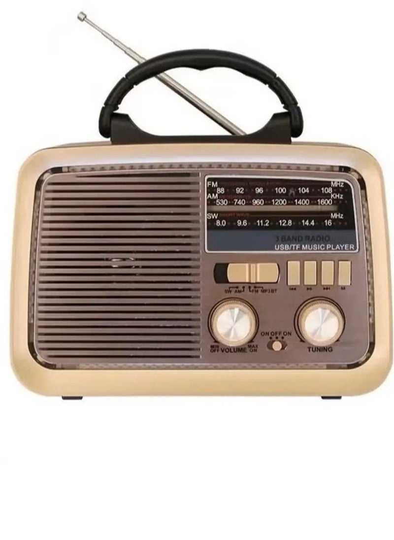 Denx Portable Radio With An Old Fashioned Style And Design In A Distinctive Wooden Color With Three Channels Fm Am And Sw And Also Supports Bluetooth And Usb  - Image 3