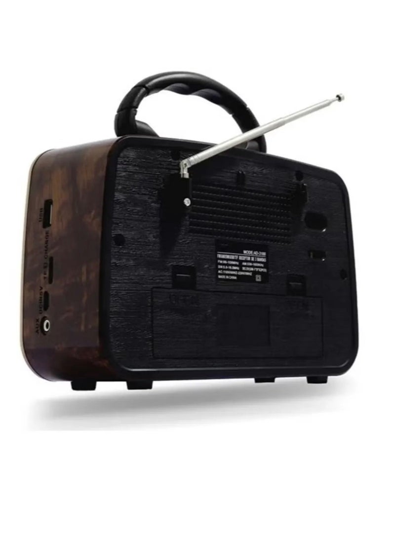 Denx Portable Radio With An Old Fashioned Style And Design In A Distinctive Wooden Color With Three Channels Fm Am And Sw And Also Supports Bluetooth And Usb  - Image 4