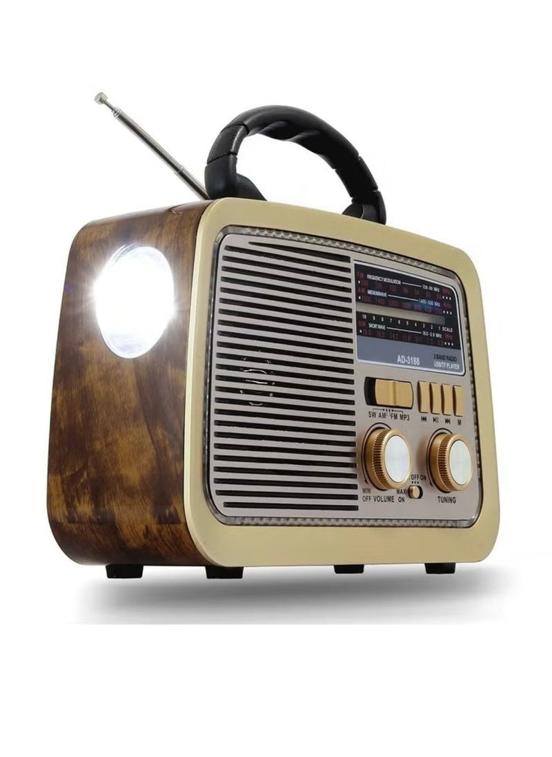 Denx Portable Radio With An Old Fashioned Style And Design In A Distinctive Wooden Color With Three Channels Fm Am And Sw And Also Supports Bluetooth And Usb  - Image 2