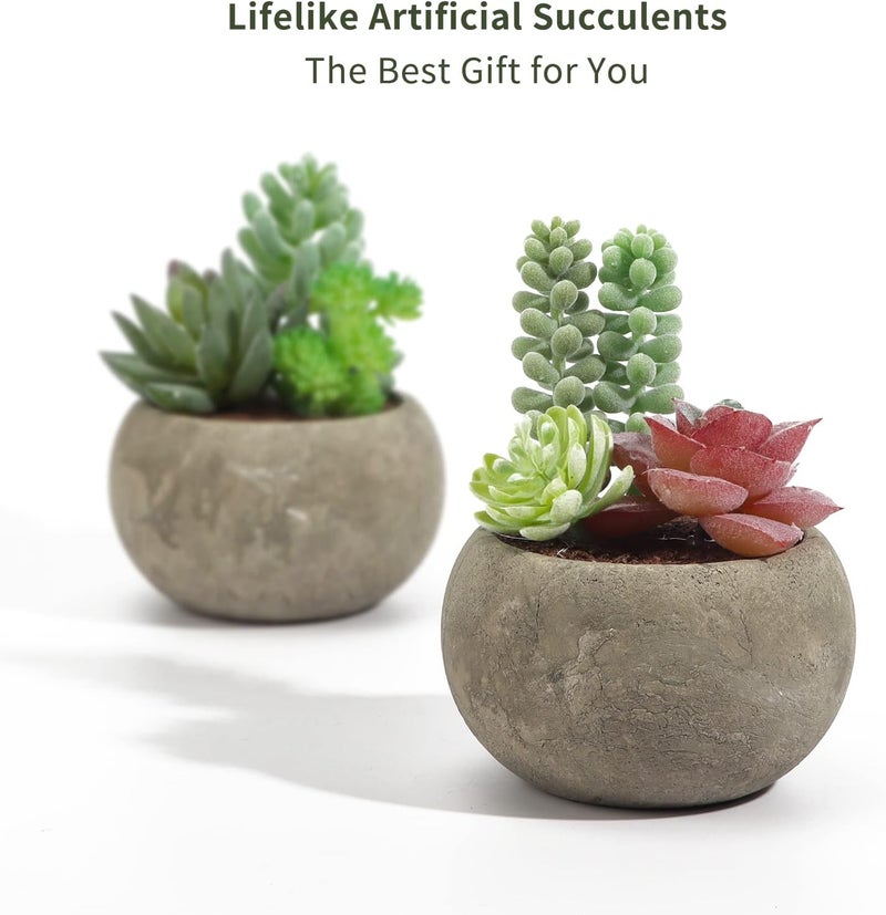 SPEPLA Succulents Plants Artificial 4 Pack, Mini Fake Succulents in Pots, Assorted Small Faux Succulent Decorative for Living Room Home Office Decor - Image 3