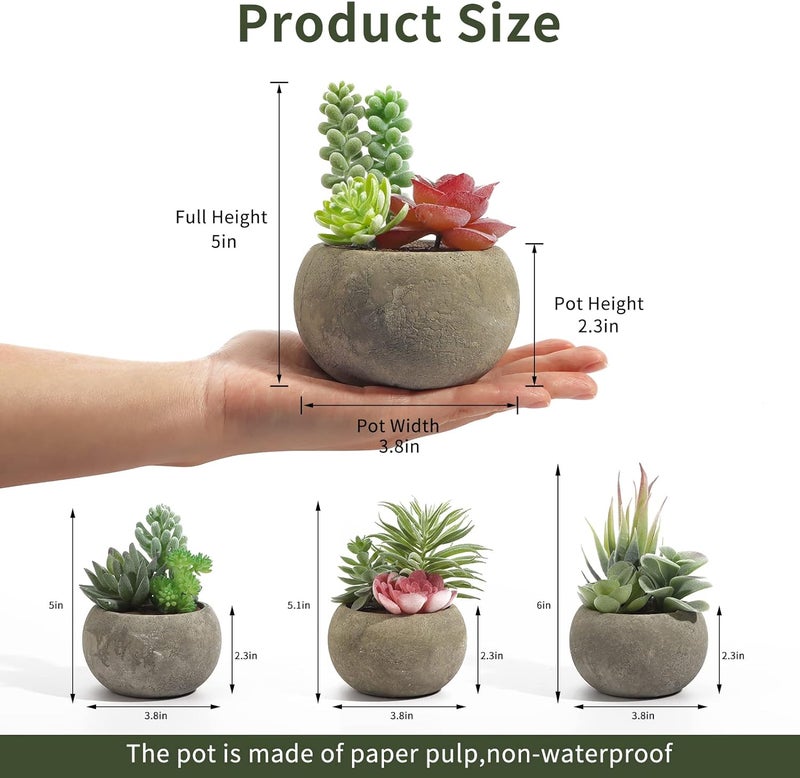 SPEPLA Succulents Plants Artificial 4 Pack, Mini Fake Succulents in Pots, Assorted Small Faux Succulent Decorative for Living Room Home Office Decor - Image 2