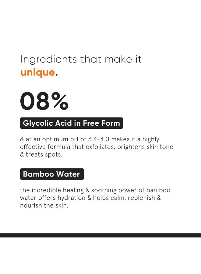 Minimalist 8% Glycolic Acid Toner For Glowing Skin | Multi-functional Exfoliating Toner With Bamboo Water for Body, Face, Underarms & Scalp | For Women & Men | 150 ml - Image 3