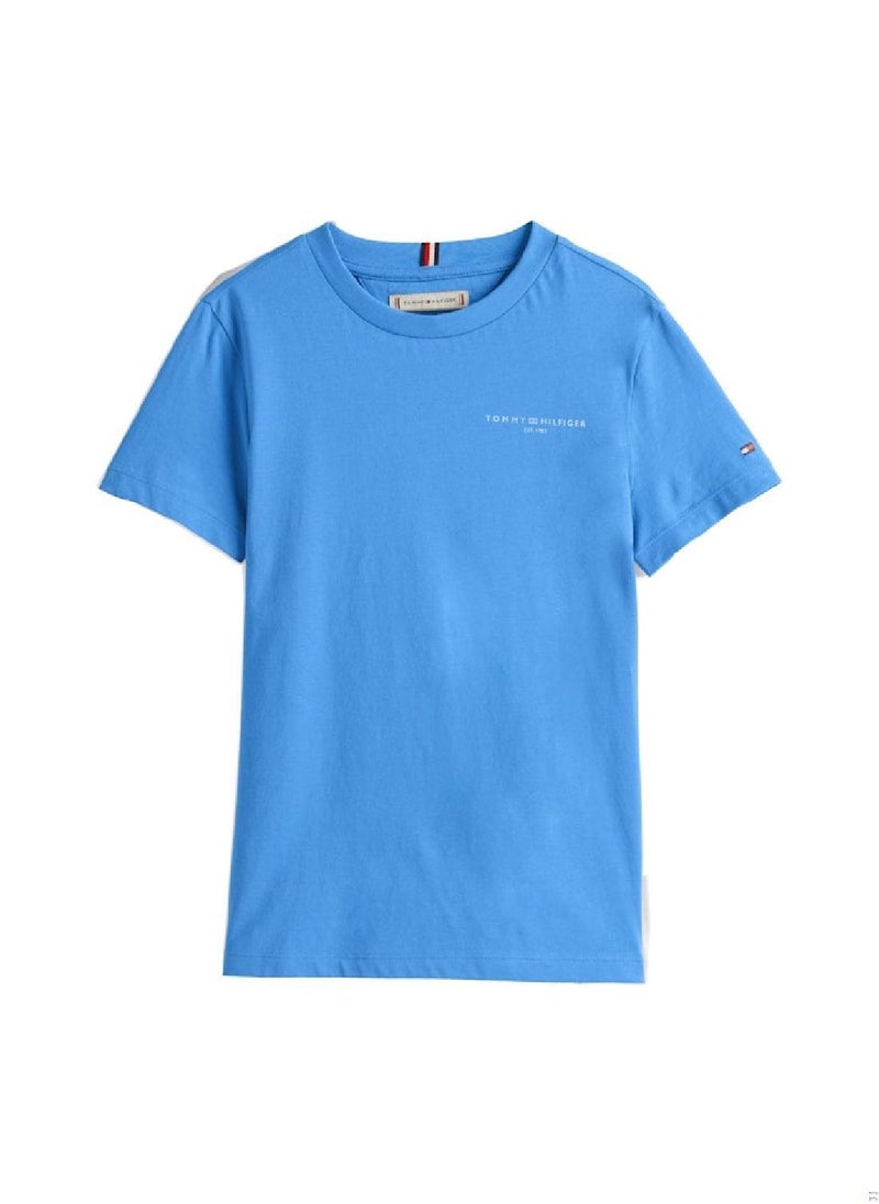 TOMMY HILFIGER Kids' Logo Crewneck T-Shirt - Cotton, Blue  - Image 5