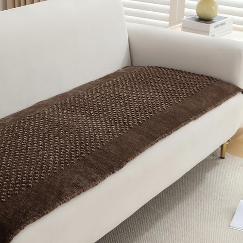 HOKIPO Poly Velvet Thick Sofa Cover Mats for L Shape and 1/2/3 Seater Sofa. Make Your Own Sofa Cover Set, Mat Length 60(D) X 220(L) Cm, Cedar Brown (In-762-Cbr) - Image 1