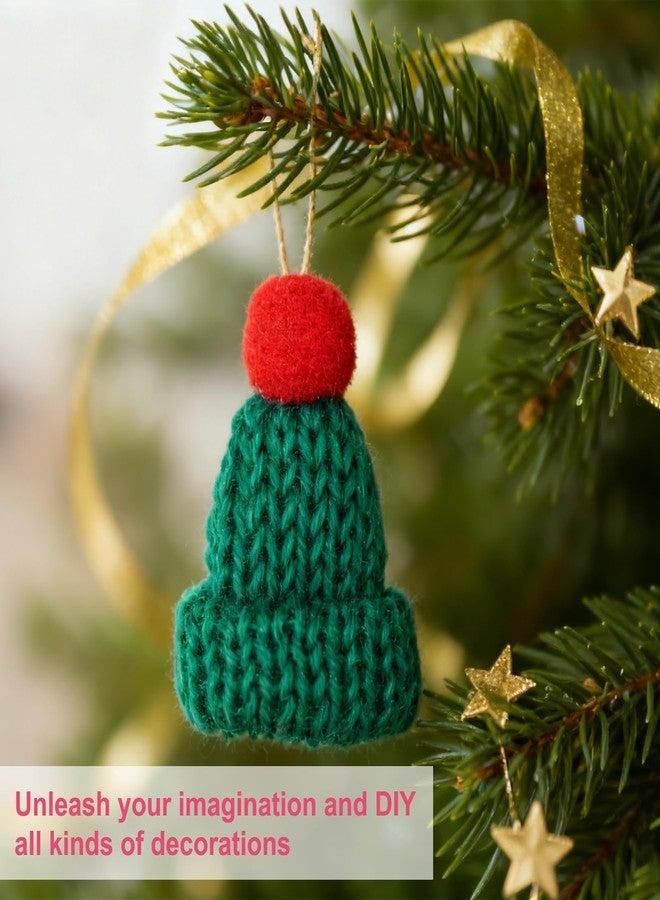 PATIKIL Mini Christmas Knit Hats, 24Pcs Miniature Doll Hat DIY Craft Knitting Decoration for DIY Hair Accessories Art Crafts Festival Tree Ornaments, Sky Blue - Image 4