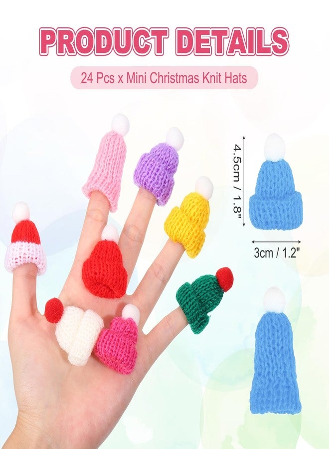 PATIKIL Mini Christmas Knit Hats, 24Pcs Miniature Doll Hat DIY Craft Knitting Decoration for DIY Hair Accessories Art Crafts Festival Tree Ornaments, Sky Blue - Image 2
