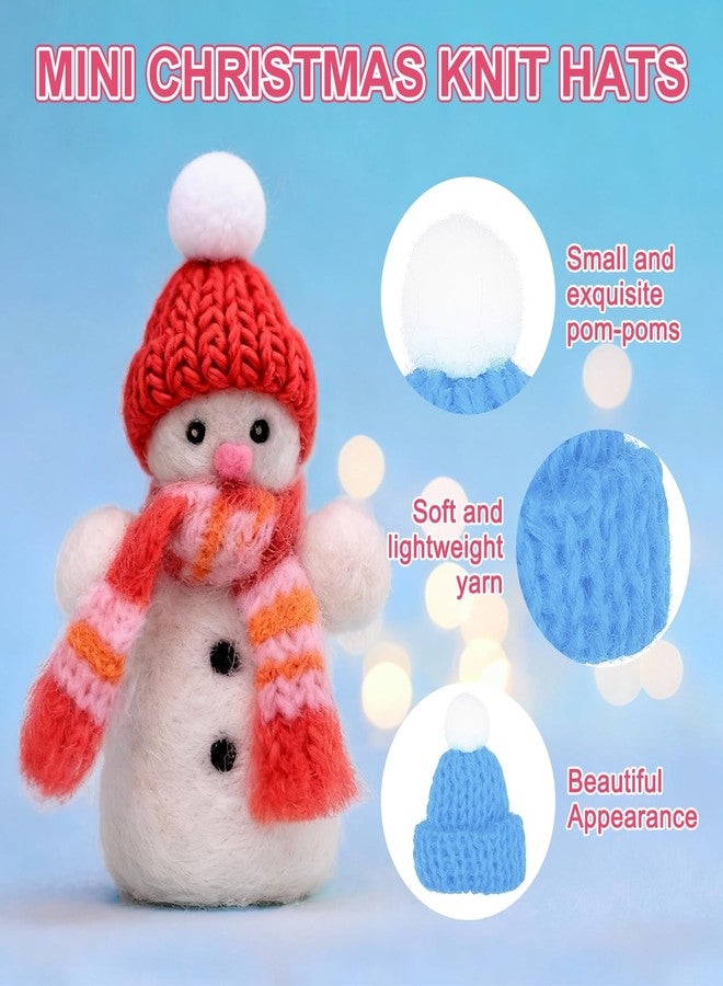 PATIKIL Mini Christmas Knit Hats, 24Pcs Miniature Doll Hat DIY Craft Knitting Decoration for DIY Hair Accessories Art Crafts Festival Tree Ornaments, Sky Blue - Image 3