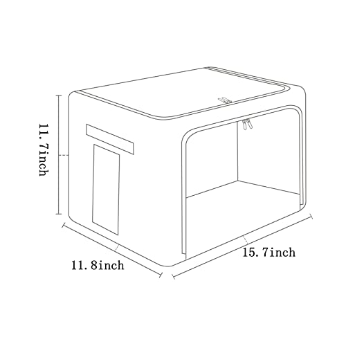 FHSQX 2 Pack Clear Window Storage Bins - Large Stackable Linen Fabric Storage for Clothes Foldable Container Organizer Set with Carrying Handles (Light Gray, 15.7x 11.8x 11.7 Inch) - Image 5