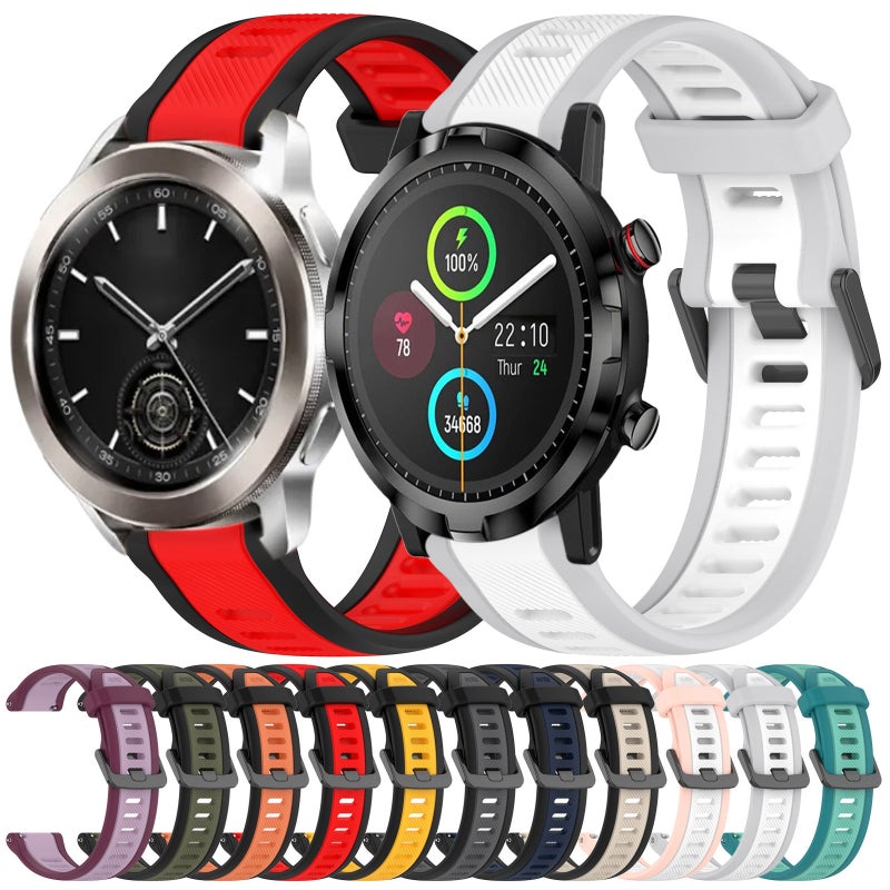 For Xiaomi Watch S1 Active 22Mm Two Color Textured Silicone Watch Band(Midnight Blue+Black) - Image 3