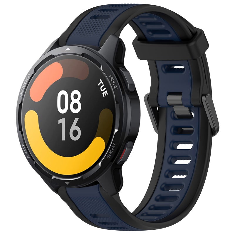 For Xiaomi Watch S1 Active 22Mm Two Color Textured Silicone Watch Band(Midnight Blue+Black) - Image 1