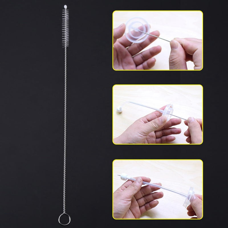 Fdit 20pcs Stainless Steel Baby Milk Feeding Bottle Brush Long Handle Firm Water Cup Straws Bottle Cleaner,360 Degree Rotating - Image 4