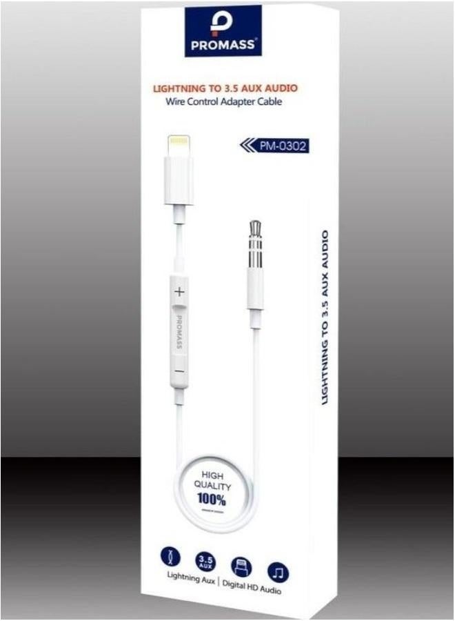 PROMASS Lightning to 3.5mm AUX Audio Wire Control Adapter Cable, Hi-Fi Sound Quality, Superior Compatibility, Durable Design - Image 1