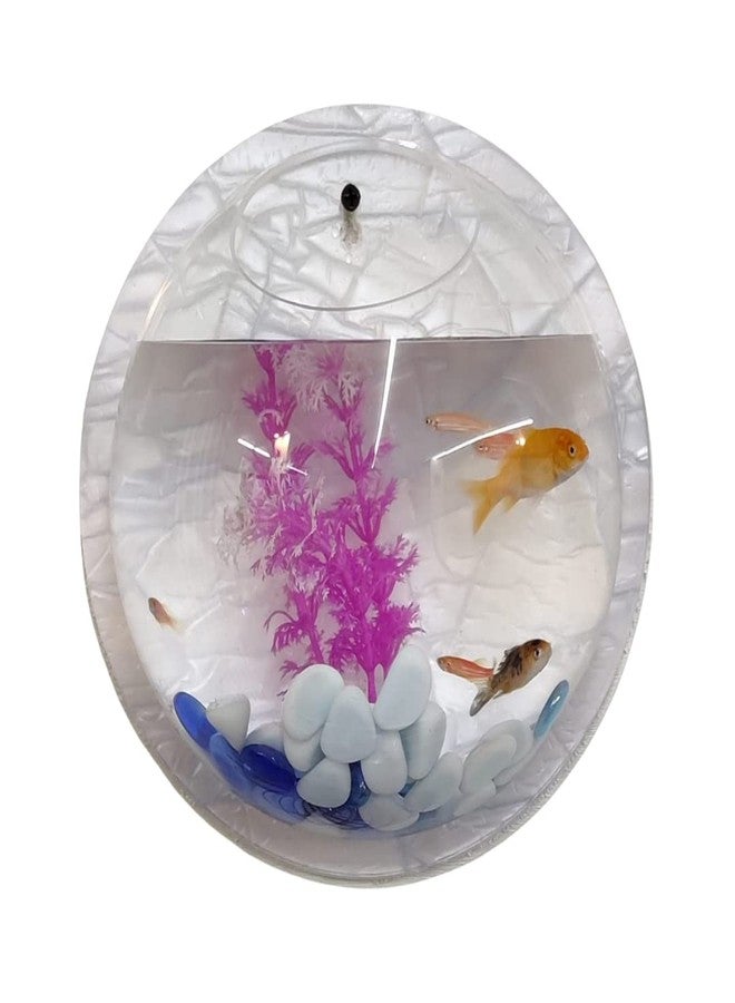 PetCrux Premium Acrylic Wall Mounted Aquarium Fish Bowl/Wall Planter for Home Decor (9 Inches, Snow White, Rust Resistant) - Image 1