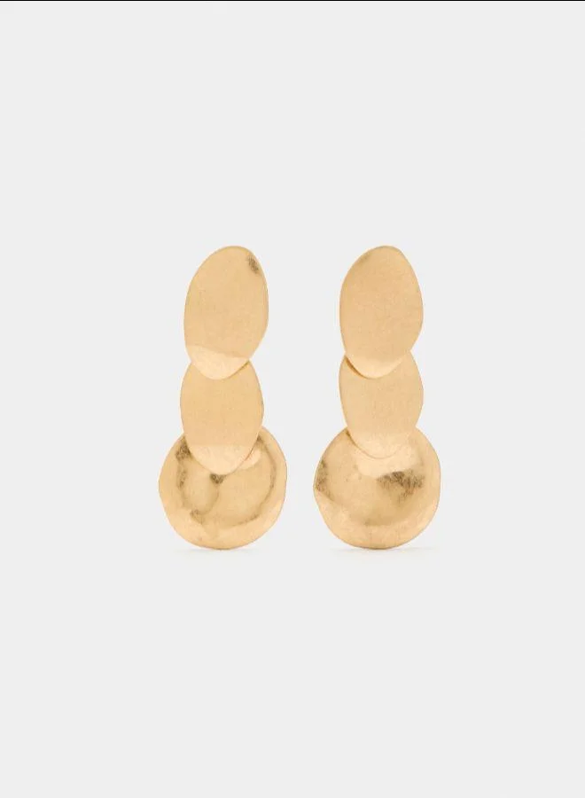 بارفوا أقراط بيضاوية طويلة ذهبية