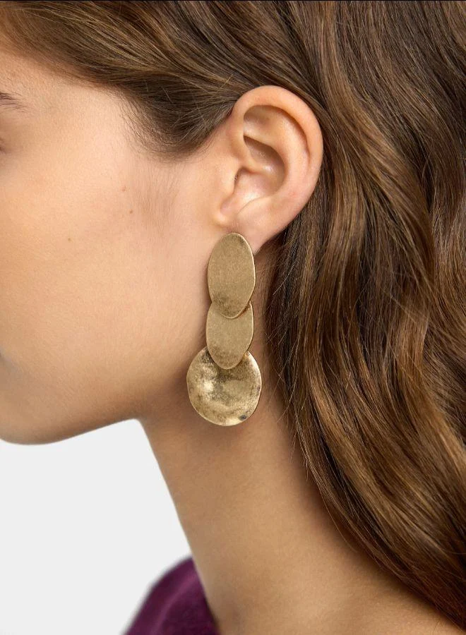 بارفوا أقراط بيضاوية طويلة ذهبية