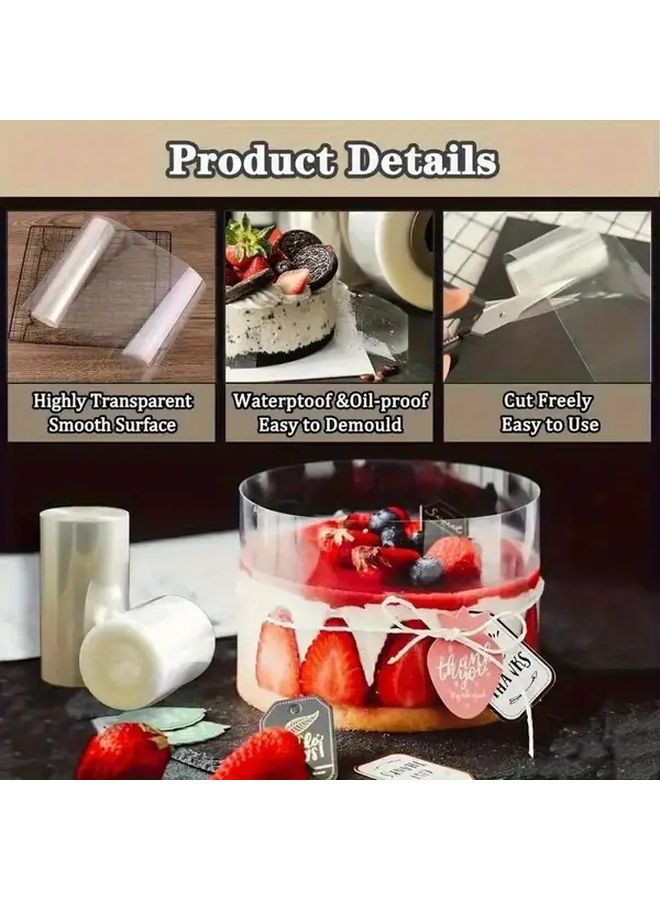 1 Roll 5.0 Meter Clear PET Cake Circle And Wrapping Decorating Film Transparent 15 cm Wrapping Sheet For Chocolate Mousse Desserts Bakery Supplies Food Safe Kitchen Essential - Image 4