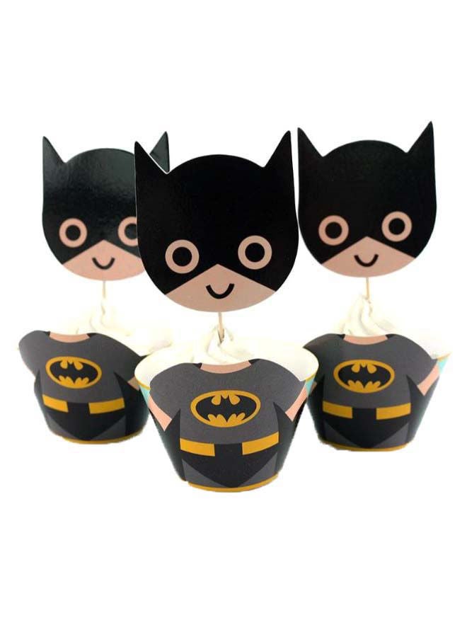 NIBEMINENT 24-Piece Batman Theme Cupcake Toppers And Wrappers Set - Image 1