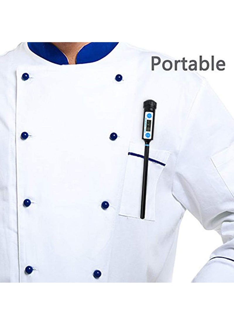 SYOSI Cooking Thermometer - Digital Food Meat Candy Thermometer -  DT-10 Instant Read Digital Cooking Meat Thermometer with Long Probe for Cooking BBQ Kitchen Grill Milk Black Color - Image 2