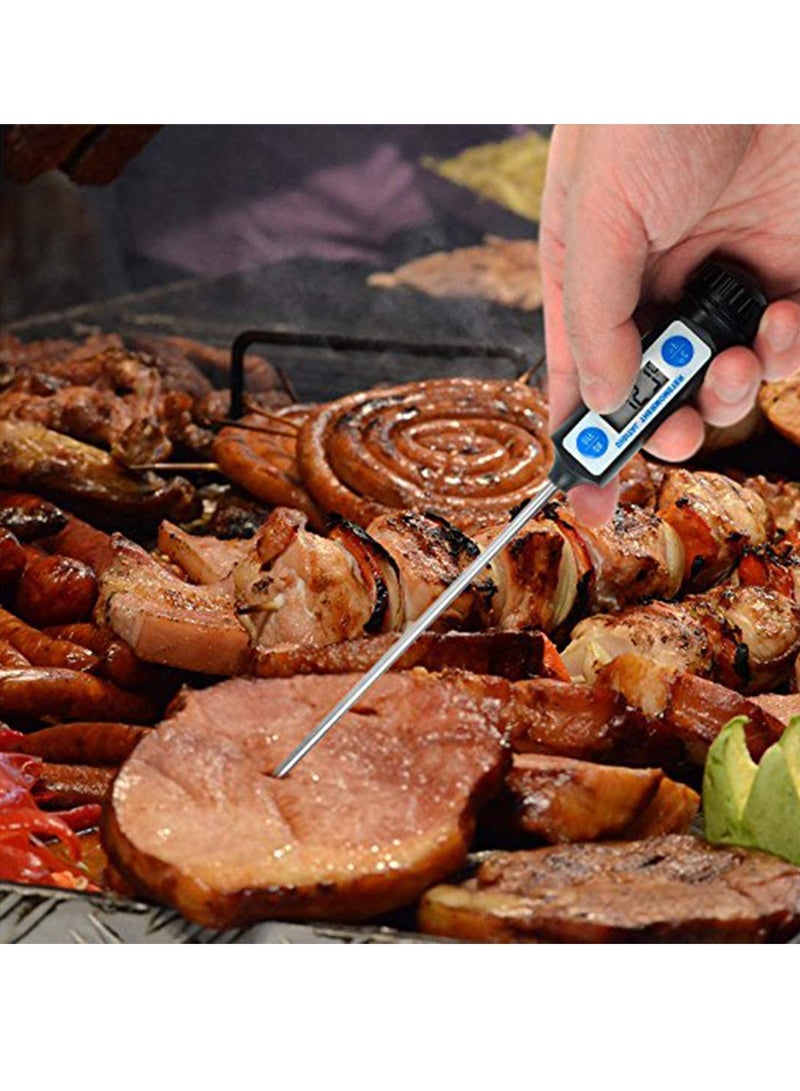 SYOSI Cooking Thermometer - Digital Food Meat Candy Thermometer -  DT-10 Instant Read Digital Cooking Meat Thermometer with Long Probe for Cooking BBQ Kitchen Grill Milk Black Color - Image 1