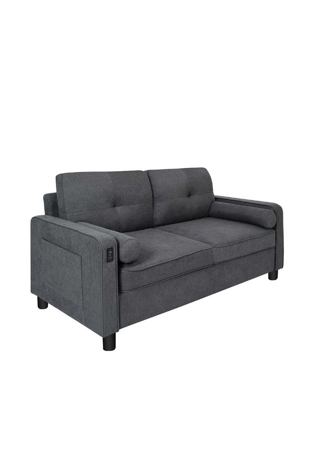 DANUBE HOME Vermax 2 Seater Fabric Sofa Contemporary Loveseat with Soft Upholstery, Modern Design for Cozy Living Room Comfort and Durable Relaxation - Dark Blue  - Image 3