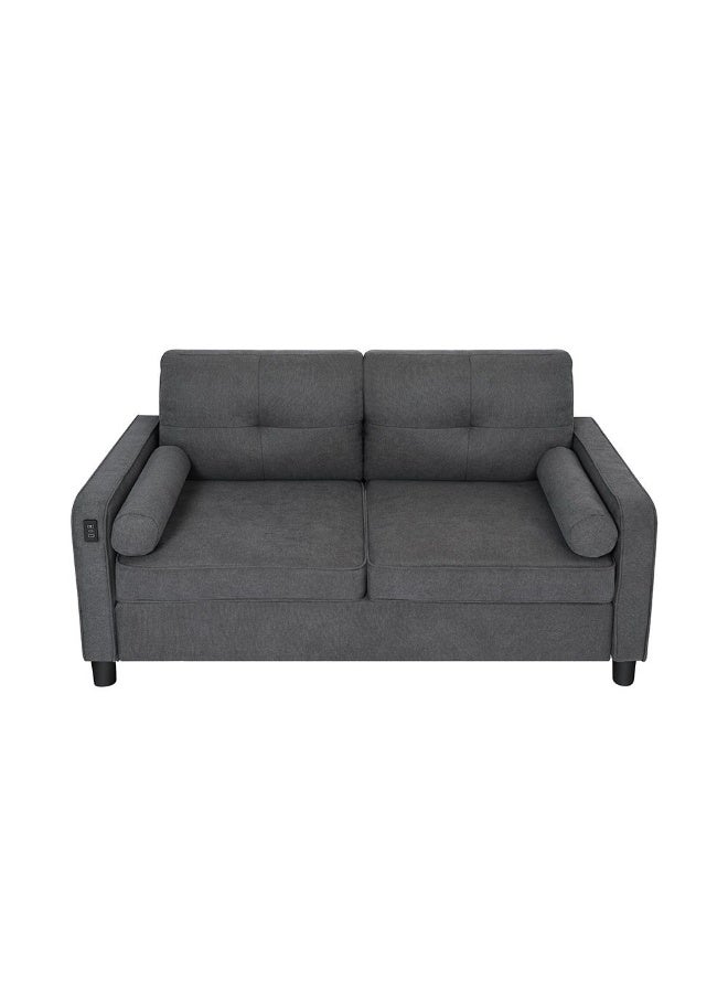 DANUBE HOME Vermax 2 Seater Fabric Sofa Contemporary Loveseat with Soft Upholstery, Modern Design for Cozy Living Room Comfort and Durable Relaxation - Dark Blue  - Image 2