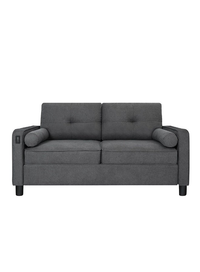 DANUBE HOME Vermax 2 Seater Fabric Sofa Contemporary Loveseat with Soft Upholstery, Modern Design for Cozy Living Room Comfort and Durable Relaxation - Dark Blue  - Image 4