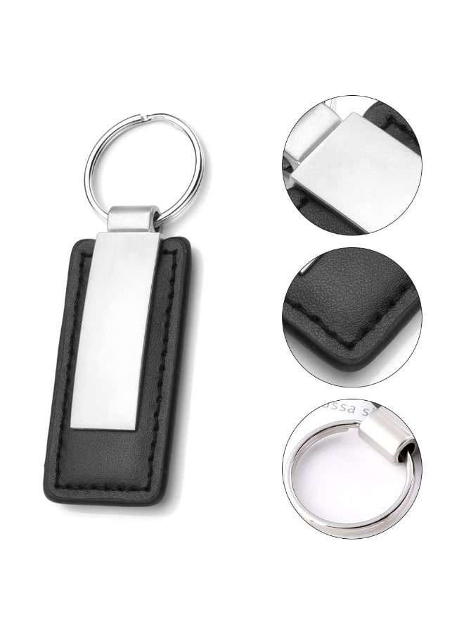 Peachjoy 2pcs Leather Key Chain, Scratch Resistant Key Ring Accessories, Leather Keyring with Metal Key Ring, Ideal for Car, Motorcycle, Bike, House Keys, Black - Image 3