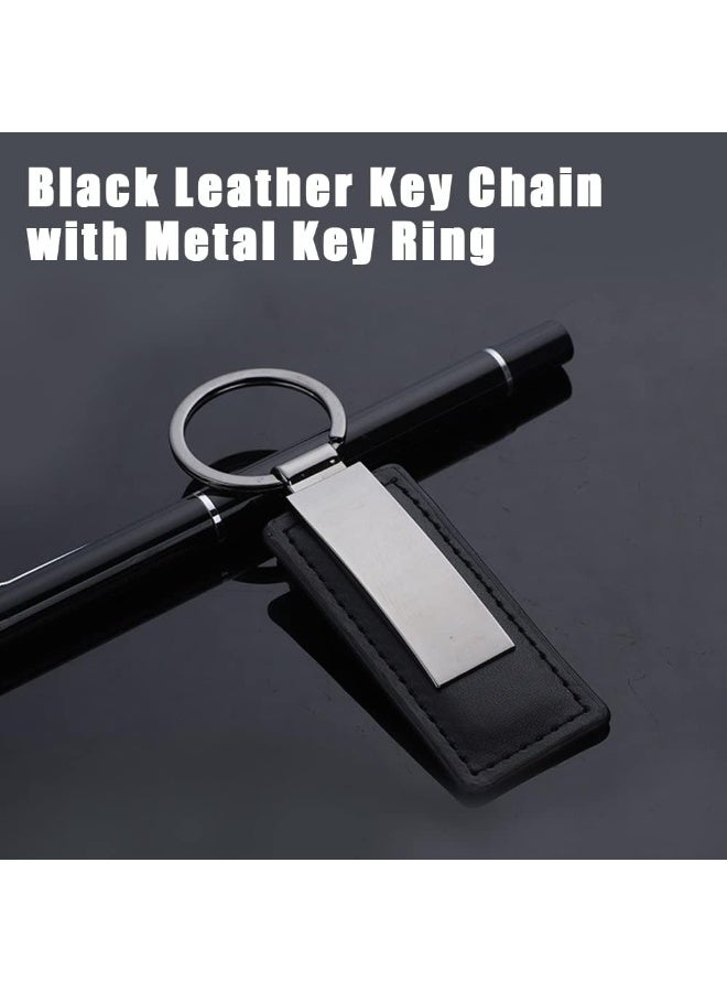 Peachjoy 2pcs Leather Key Chain, Scratch Resistant Key Ring Accessories, Leather Keyring with Metal Key Ring, Ideal for Car, Motorcycle, Bike, House Keys, Black - Image 5