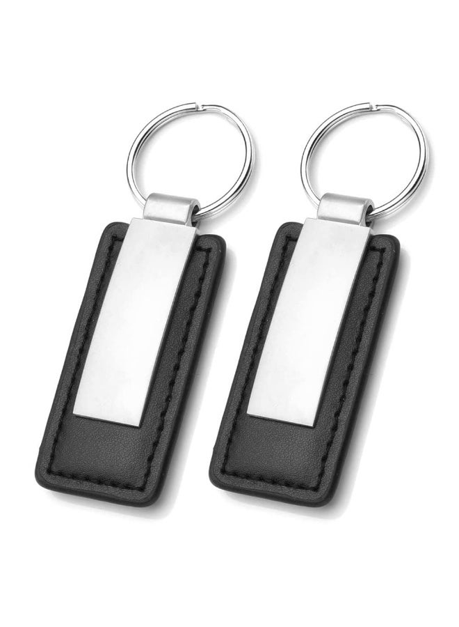 Peachjoy 2pcs Leather Key Chain, Scratch Resistant Key Ring Accessories, Leather Keyring with Metal Key Ring, Ideal for Car, Motorcycle, Bike, House Keys, Black - Image 1