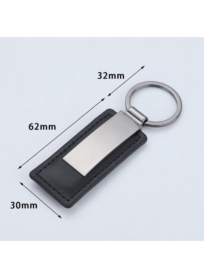 Peachjoy 2pcs Leather Key Chain, Scratch Resistant Key Ring Accessories, Leather Keyring with Metal Key Ring, Ideal for Car, Motorcycle, Bike, House Keys, Black - Image 4
