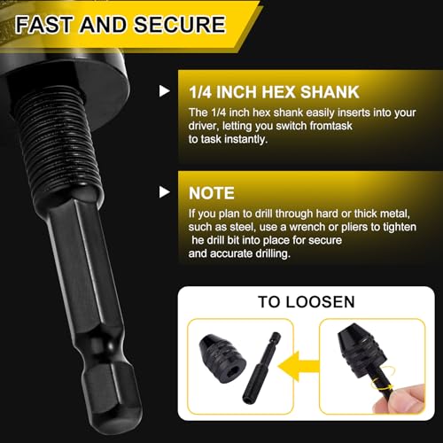 VALKYNOS 2Pcs Drill Chuck Adapter Keyless, 1/4 Inch Hex Shank Drill Bit Adapter Converter for Impact Driver, Quick Change Impact Drill Chuck Adapter in 0.6-8mm, 0.3-3.6mm for Tool Attachment - Image 3