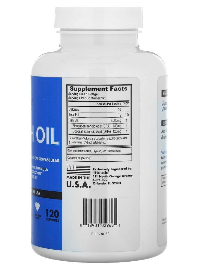 fitcode زيت السمك 120 كبسولة لينة (1000 ملغ لكل كبسولة) - Image 2
