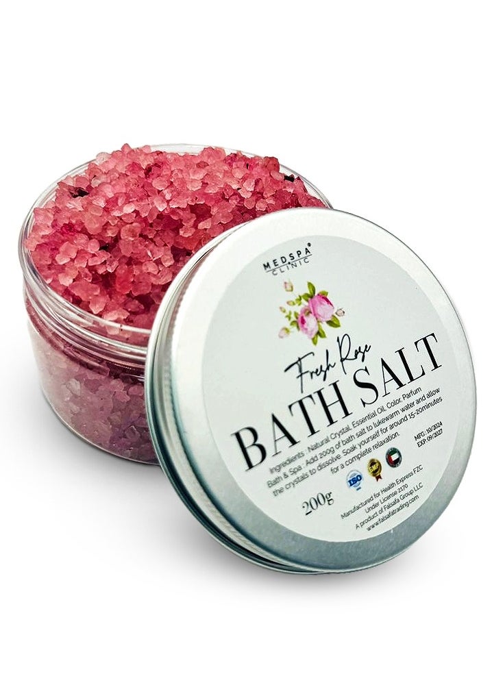 MEDSPACLINIC Fresh Rose Bath Salt for Body and Foot Spa, Calming, Relaxing, Aromatherapy, Travel Size 200g  - Image 1