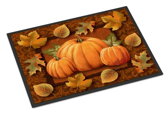 CAROLINES TREASURES PTW2009MAT PUMPKINS AND FALL LEAVES DOORMAT 18X27 FRONT DOOR MAT INDOOR OUTDOOR RUGS FOR ENTRYWAY NON SLIP WASHABLE LOW PILE 18H X 27W