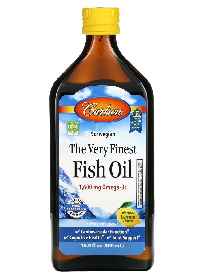 Norwegian The Very Finest Fish Oil Natural Lemon  1600 mg 16.9 fl oz (500 ml)